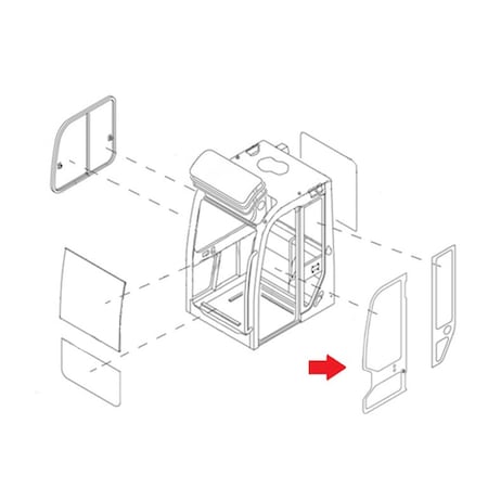 Aftermarket Cab Glass Door fits Takeuchi Models: TB175 TB145 TB135 TB070 TB125 CAH40-0055